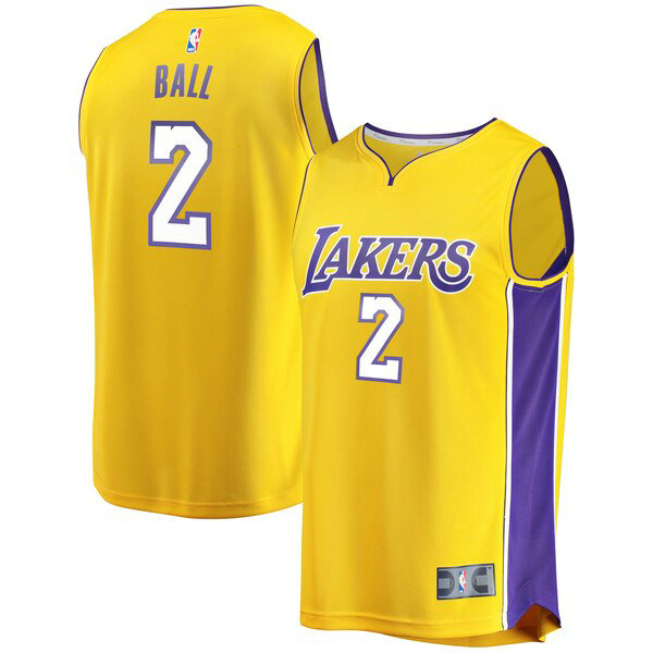 Maillot Los Angeles Lakers Homme Lonzo Ball 2 Icon Edition Jaune